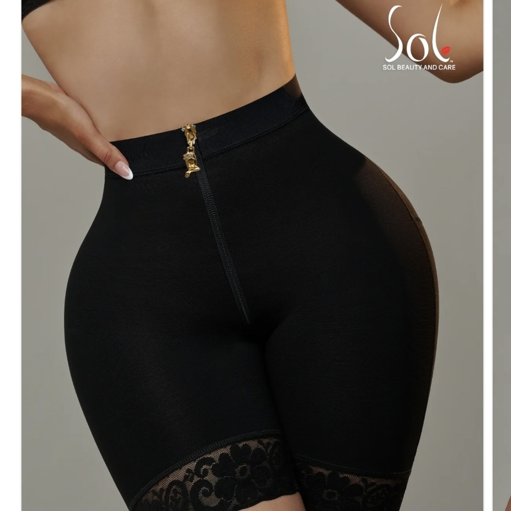 Sol De Leon Black High-Waisted Shapewear Shorts